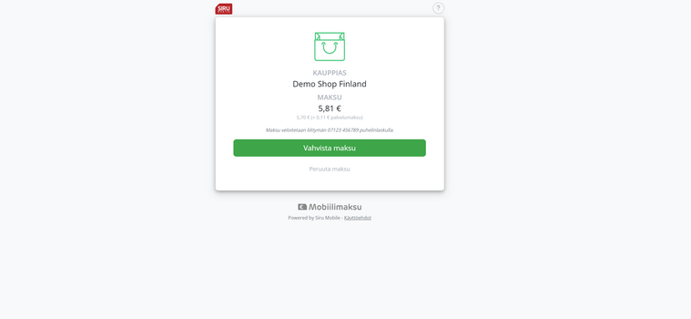 Siru Payment Gateway